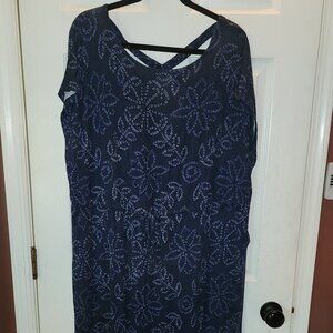 TERRA & SKY DRESS Blue Navy CRISS-CROSS BACK DRESS Women 1X (16W/18W). Condition